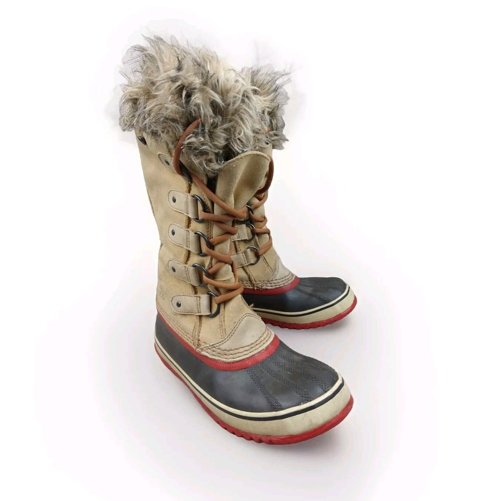 SOREL Joan of Arctic Tan Suede Faux Fur‎ Tall Winter Boots Women's 7, NL1540254 - Picture 2 of 13